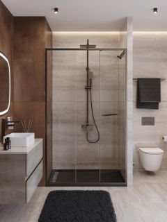 Душевая дверь CEZARES LUX-B-FS-11-130-C-GM оружейная сталь